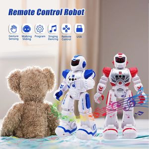 RC Robot RC Robot Est Fjärrkontroll Robot 822 Smart Walk Singing Dance Action Figur Gest Sensor Toys Gift for Children 231117