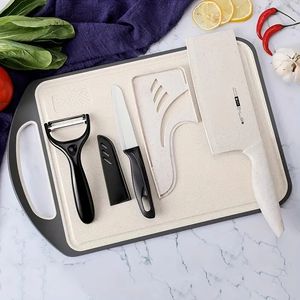 Food Supplement Cutting Board Kitchen Knife Set Household Mildew-proof Cutting Board Baby Special Wheat Straw Kitchen Cutting Meat Chopping Board A