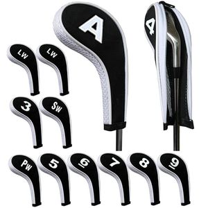 Diğer Golf Ürünleri Yüksek Kalite 12 PCS Kauçuk Neopren Golf Kapağı Golf Kulübü Demir Putter Koruma Seti Numarası Fermuar Uzun Boyunla Basılmıştır 230418