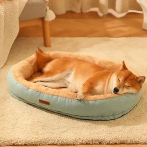 犬小屋のペンペンペットドッグベッドソファ小さな中程度の大きな犬のための深い睡眠ベッド取り外し可能な冬の温かいクッションキャットハウスケンネルマットペット製品231117