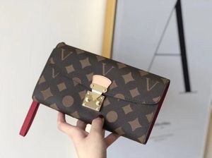 Fashion designer wallets luxury womens long purses brown flower letters credit card holder ladies slim plaid money clutch bags high-quality