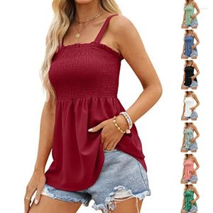 CAMISOLS TANKS TOPS MULHERAS TOPS MENINAS MENINAS MANELELENS BABYDOLL TUNIC TUNCOLING PLEATED PLEAT para o verão