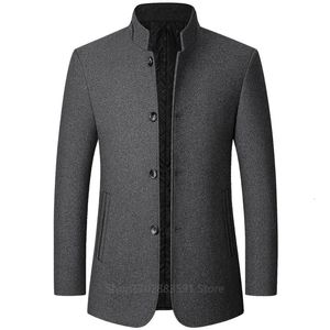 Cappotto autunno-inverno da uomo in misto lana Giacca stile britannico tinta unita di media lunghezza Business 231118