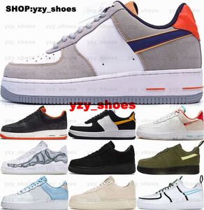 AirForce 1 Casual Shoes US12 Kvinnor Sneakers Herrstorlek 12 Tränare US 12 Air 46 Forces One Low Skeleton Halloween Designer Black AF1S Green Schuhe Red White Blue 418