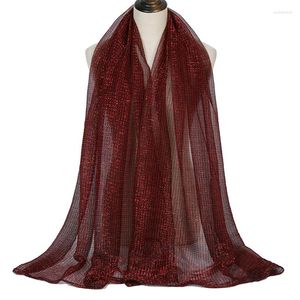 Sciarpe Glitter Sciarpa in lurex Donna Musulmana Shimmer Hijab Poliestere Maxi Scialli lucidi per abito da donna Stole per feste da donna