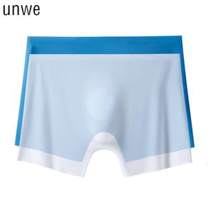 1 pz boxer in seta ultra sottile per uomo intimo senza cuciture pantaloncini da uomo traspiranti boxer in tinta unita