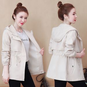 Jackets femininos manteau femme hiver Spring Autumn Trench Coat Women Women Hooded Slim Ladie's Windbreaker Tops Big Size Gabardina Mujer 230418