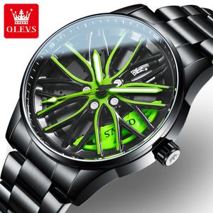 Orologi da polso OLEVS 9937 Orologio da polso impermeabile di alta qualità con design a ruota per uomo Orologio sportivo da uomo con cinturino in acciaio inossidabile al quarzo luminoso 231118