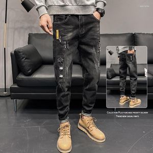 Мужские брюки 2023 Summer Light Luxury Fashion Jeans Men's Loak Korean Style Casual Boutique Boutique Clothing простая