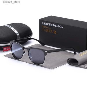 Sonnenbrillen BARCUR Herren Sonnenbrille Aluminium Polarisierte Männliche Sonnenbrille Brillen Klassische Punk Gafas Oculos De Dol Masculino Q231120