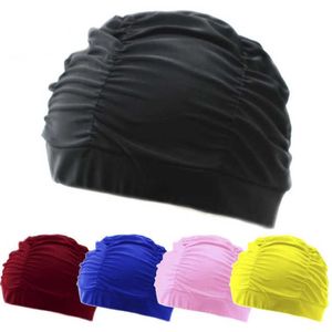 Cuffia da nuoto Pieghettato Fiore Petalo Tessuto Cuffia da nuoto Piscina Spiaggia Mare Proteggere Capelli lunghi Orecchie Cuffie da bagno Cappelli per Ragazze Donne Adulti P230418