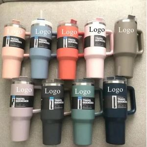 40oz Water Bottles With STAN LOGO Tumblers Cups With Handle Clear Lids and Straws Stainless Steel Coffee Tumbler Car Mugs Termos FY5544 In 20 Colors GG1118