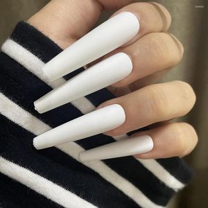 False Nails 600pcs Matte Pure Color Xxl Super Long Nail Tips Full Cover Ballerina Fashion Removable Art Fake Press On