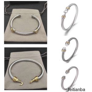 lüks bilezik kablo bilezikler dy pulsera tasarımcı mücevher kadın erkekler gümüş altın inci kafa x şekilli manşet bilezik David Y mücevherleri Noel hediyesi 5mm