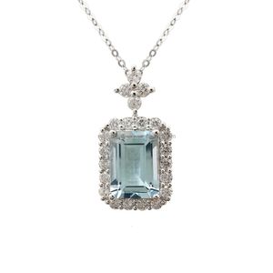 Au750 Sapphire Necklaces Charming Solid White Gold Real Diamond Necklace Fine Jewelry Wholesaler