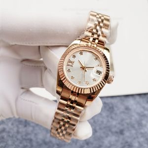 Titta på automatiska mekaniska kvinnors klockor 26mm silver armband vattentät alla rostfritt stål armband modedesigner armbandsur A91
