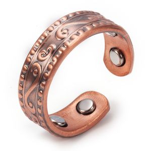 Magnetic Pure Copper Rings for Men Women Vintage Health Energy Cuff Adjustable Wedding Bands Ring Arthritis Pain Relief Fashion JewelryRings copper health energy