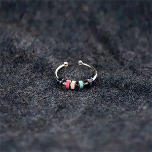 Band Rings Shuangshuo Geometric Rainbow Color Anxiety Fidget Rings for Women Girls Anti Stress Release Fun Toys Ring Jewelry Fidget Ring AA230417