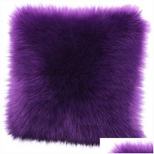 Cushion/Decorative Pillow European Plush Pillow Case Wool Cushion Er Faux Fur Sofa Bed Pillowcase Single Side Drop Delivery Home Garde Dhc3Z