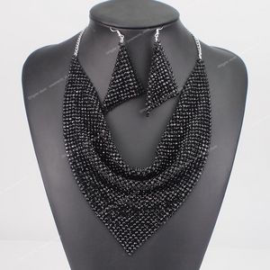 Hint Takı Seti Parlayan Rhinestone Metal Dilim Bib Cümle Kolyeleri Küpe Partileri Düğün Moda Takı Setleri Moda Mücevher Jewewelry Setler Düğün Kolye