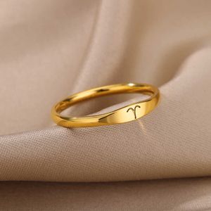 Band Rings Aries Virgo Sagittarius Rings for Women Twelve Constellations Stainless Steel Ring 2023 Trend Zodiac Aesthetic Jewelry anillos AA230417