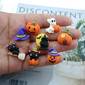 Zucca di Halloween Set Ciondoli in resina per orecchino Portachiavi Bracciale Ciondolo Risultati di gioielli Creazione di gioielli di moda Ciondoli assortiti di Halloween