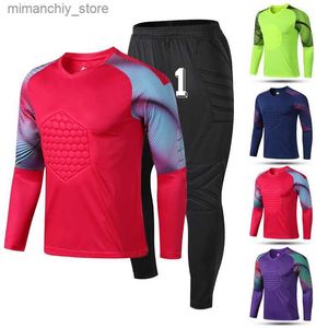 Spugna protettiva uniforme da portiere di calcio per adulti da collezione dei nuovi uomini Spugna lunga Seve Kid Training Maglia da calcio per portiere di calcio Top Pantaloni Q231118