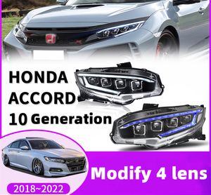 Bilfrontljus för Honda Accord 10th 20 18-20 22 Strålkastare Montering DRL Signal Full LED-projektor Lenshuvudlampa