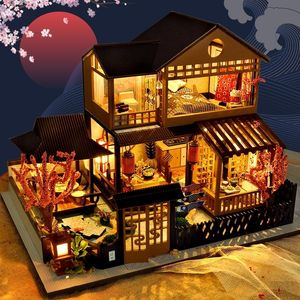 Doll House Accessories Cutebee DIY Dollhouse Super Mini Scale Miniature Dollhouse Japanese Garden Building Kit Toys for Birthday Gifts 230417