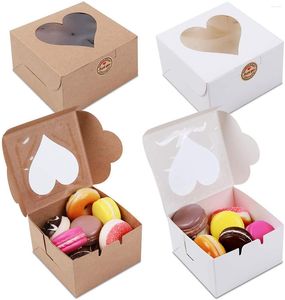Gift Wrap Brown/White Kraft Paper DIY Box With Window Wedding Birthday Cake Packaging Event Party Case
