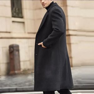 Trench lungo da uomo in misto lana Cappotto stile britannico Fascino in lana Autunno e inverno Musthave Pocket Fu 231118