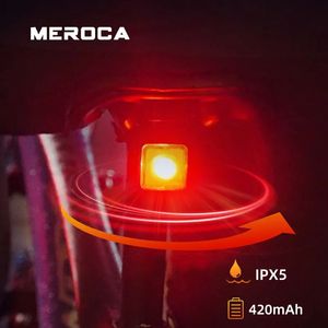 Luci per bici MEROCA Fanale posteriore per bicicletta Sensore freno intelligente per MTB Accessori per avvisi di sicurezza per viaggi notturni su strada 231117