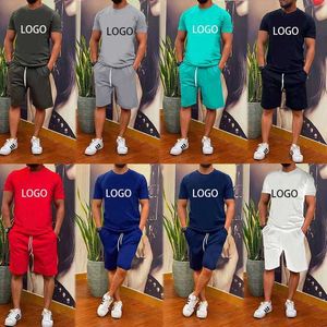 Дизайнерский спортивный костюм Casual Solid Shorts Mens Mens Двух частей для модного отдыха с короткими рукавами.