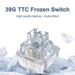 Aggiornamento tastiere TTC Frozen Switch V2 Tastiera meccanica Silenzioso Muto Lineare 39g 3 pin Stessa sensazione della mano dell'oro rosa RGB trasparente 231117