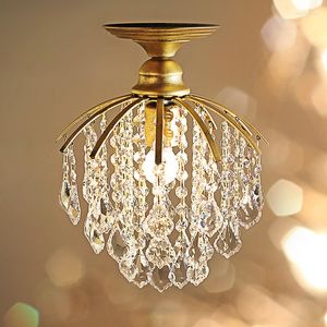 Pendant Lamps Gold 1 Pcs Porch Light Cafe Room Dining Mini Crystal Lamp Led Mediterranean Sea E27 Iron Kitchen Lighting