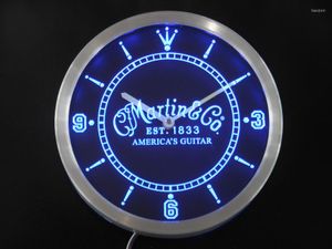 Wall Clocks Nc0438 Guitars Acoustic Music Neon Light Signs LED Clock