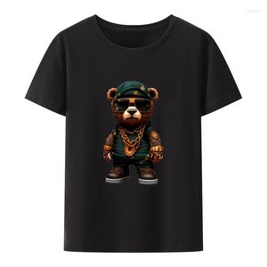 남성용 T 셔츠 부의 귀여운 곰 y2k 면화 티셔츠 힙 스터 시원한 짧은 슬리브 참신 남자 의류 카미 세타 코스 졸키 roupas masculinas