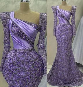 April ASO EBI Lavender Mermaid Prom Dress Crystals Beaded Evening Formal Party Second Reception Födelsedag engagemang Klänningar Klänningar Robe de Soiree ZJ5811 407