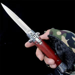 Italy 9 INCH Collection Mafia godfather knife 440c Tool blade Wooden handle Single action Outdoor Gear Sports camping Survival Pocket Gift Knives Tool 10 11 13INCH
