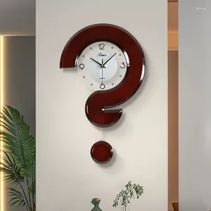 Wall Clocks Modern Simple Wooden Clock Living Room Creative Glass Dial Watches Sofa Background Hanging Ornament Home Decor