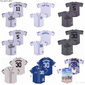 Moive The Sandlot Baseball 5 Michael Squints Jerseys 11 Alan Yeah-Yeah Kooy Benny The Jet 30 Rodriguez Cool Base Grey White Blue Beige as