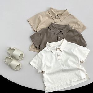 Polos Boys Simple Polo рубашка для детей личности Турадовая воротника мягкая удобная хлопковая пуловер -топы для девочек сплошная футболка 230417