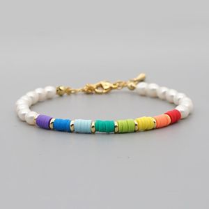 Strand pärlstav strängar go2boho asymmetriska armband handgjorda modesmycken multicolor heishi skiva riktiga pärlarmband för kvinnliga smycken