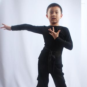 Stage Wear Latin Top Long Sleeve Boys Dance Shirt Kids Performance Practice Clothing Children Tango Salsa Cha Rumba Boy DNV11335