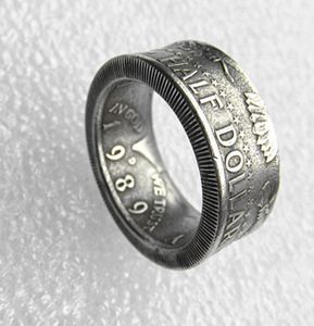 Myntring Handcraft Rings Vintage Handmade från Kennedy Half Dollar Silver Plated Us Size 8161382085