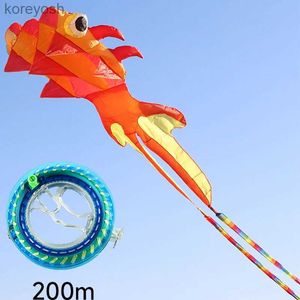 Drachenzubehör, 3 Windröhren, große Drachen, 8 m, große Tiere, Goldfisch-Drachen, Power-Flug, Outdoor-Flug, einfach zu fliegen, reißfest, 200 m Kabel, Räder, L231118