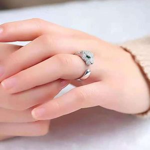 2021 Japan South Korea New Product S Silver Ins Personalized Small Opening Style Leopard Head Ring for Men and Women