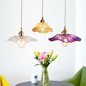 Pendant Lamps Nordic Purple Glass LED Light Ceiling Knob Switch Chandelier Bar Cafe Bedroom Dinning Room Modern Hanging Lamp Luminaria