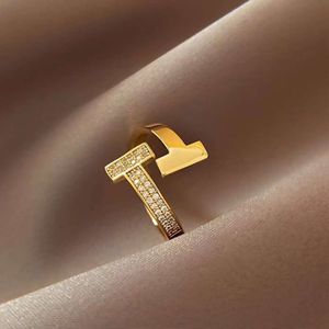Novo Ajuste de abertura em forma de T duplo dourado areia personalizado INS Fashion Network Red Ring G