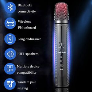 Microfones Wireless Karaoke Microphone Handheld Bluetooth Reverb Mic Car FM Singing Machine Live Broadcast for Home KTV Party 231117